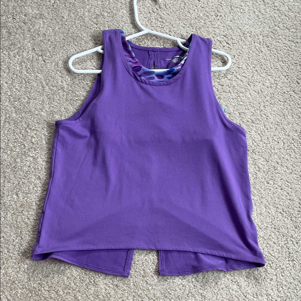 Girls XS (4/5) MTA Sport Purple Sleeveless Tank Top with sports bra (2 piece)
